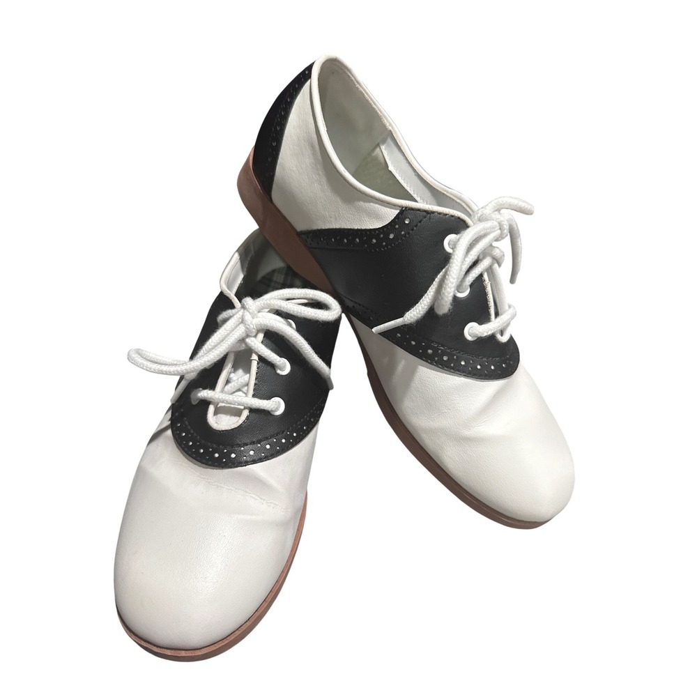 Smartfit Kids Black White Saddle Shoes Retro Oxford Lace Up Size 4.5